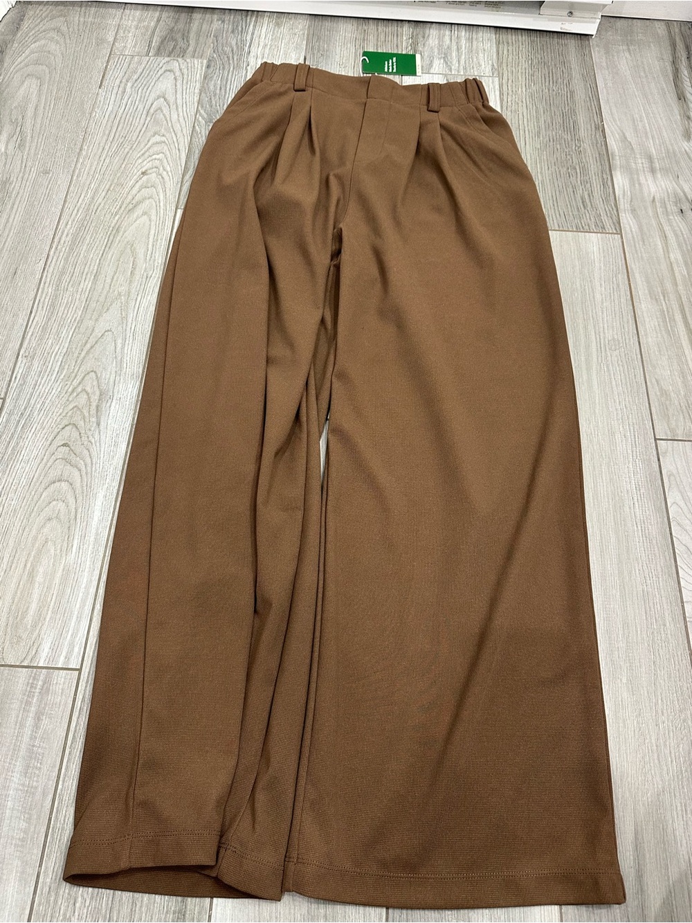 HALARA Brown Elastic Waist Wide-Leg Pants